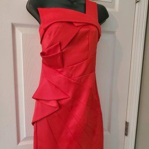 NEW! Karen Millen One Shoulder Ruffle Cocktail Red Dress